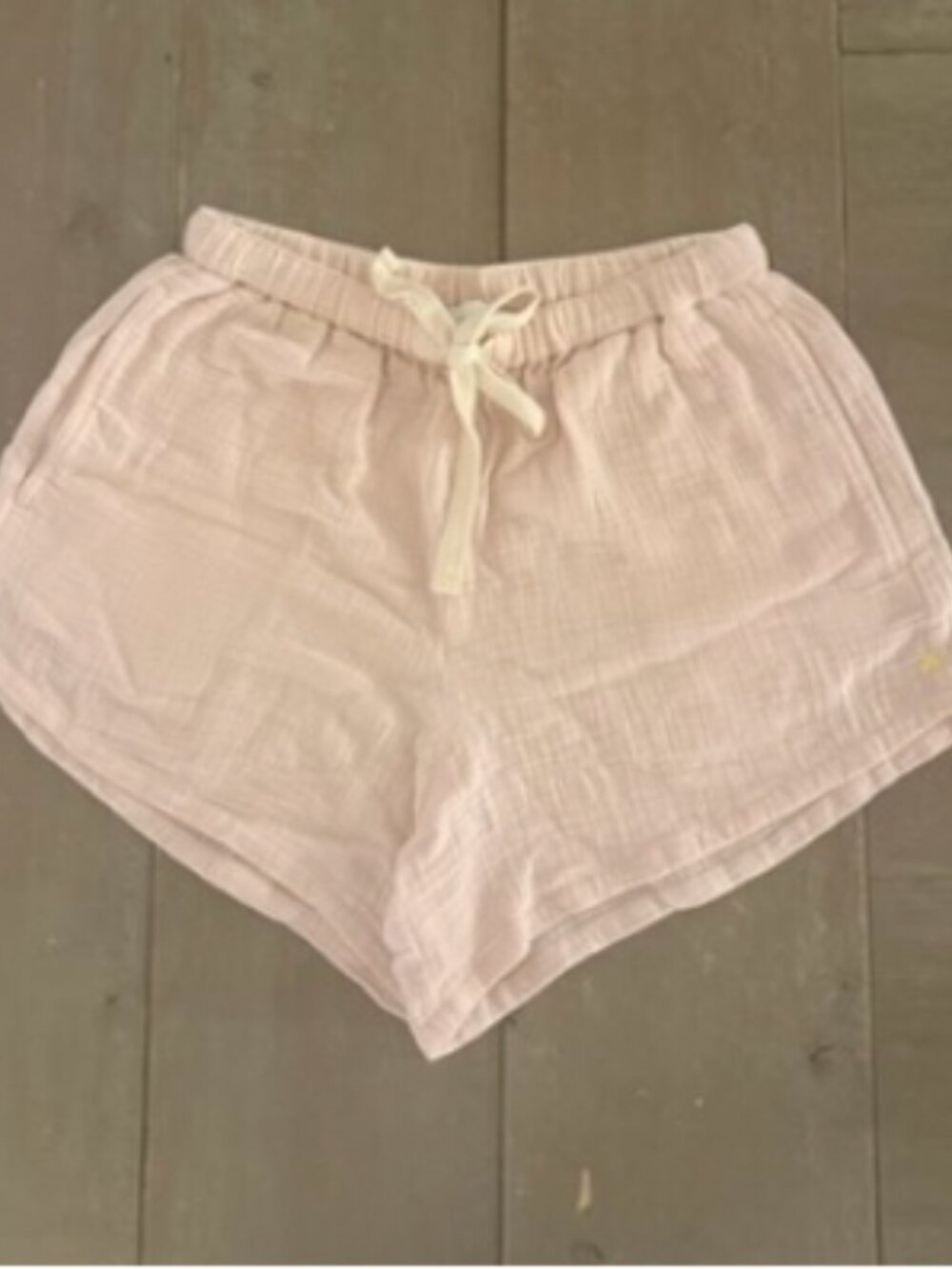 KERRI ROSENTHAL Dusty Pink Drawstring Shorts with Kerri etched Hearts Sz X-SMALL